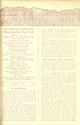 The B.C. Mountaineer 1929 September cover